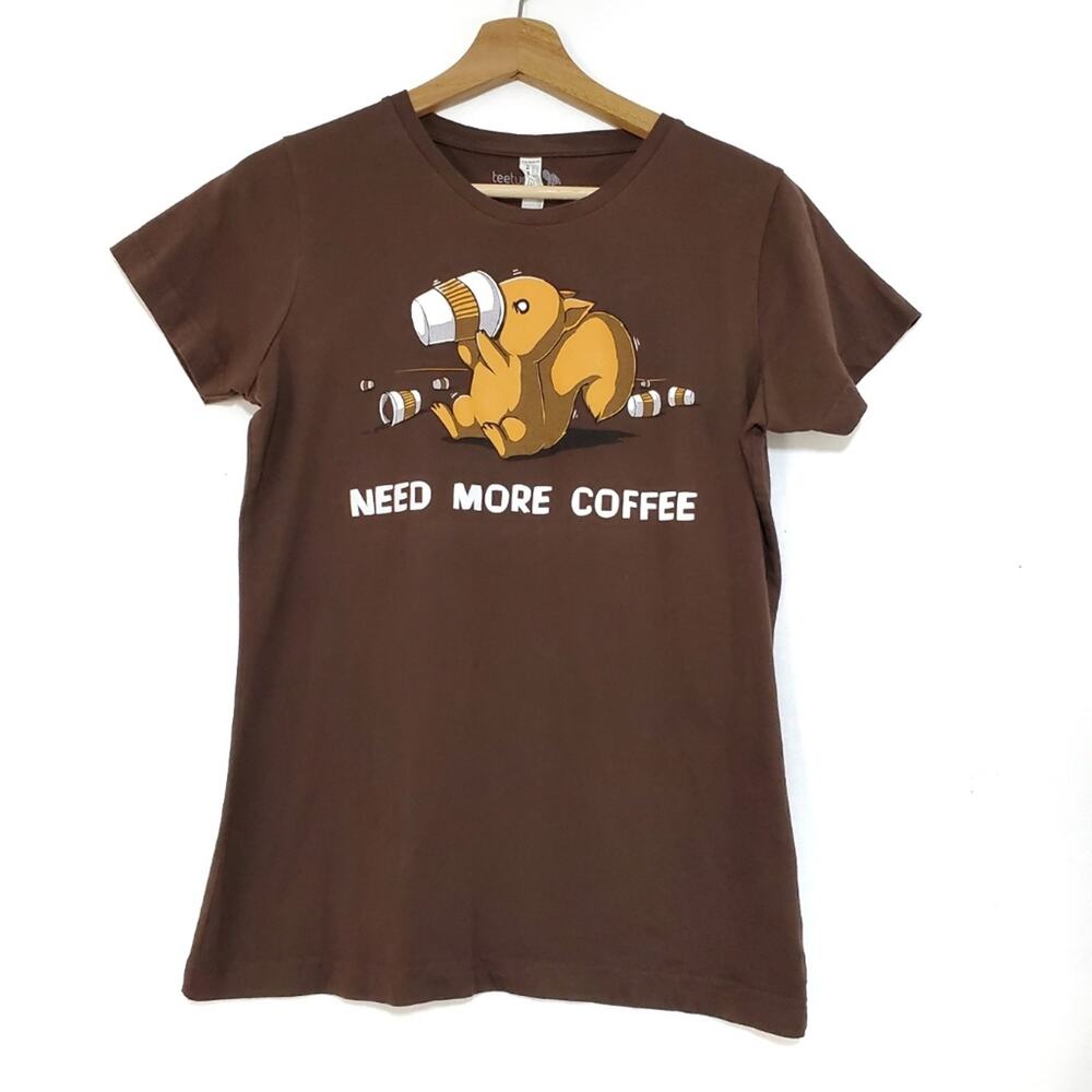 Tee Turtle | "Need More Coffee" Squirrel Cartoon Graphic Funny Tee